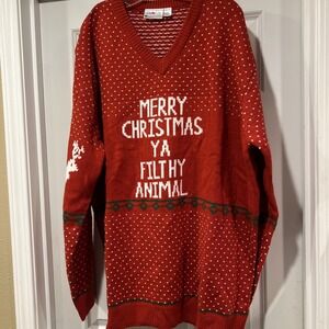 Unisex Home Alone "Ya Filthy Animal"  Christmas Sweater Ugly Sweater Sz 4X- 2015
